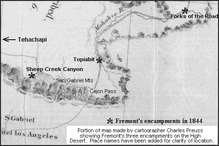 Map of Fremont's desert crossing