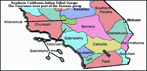 Map showing Southern California tribal groups